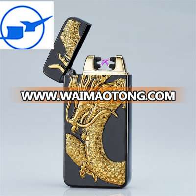 New arrival attractive lighter smoking set animal anaglyptic usb rechargeable dual arc electronic lighter with oem service