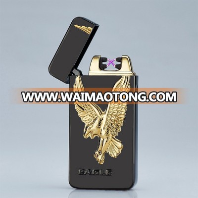 USB smoking pipe triple-flint electric spark lighter,usb charging flameless stove lighter with double arc